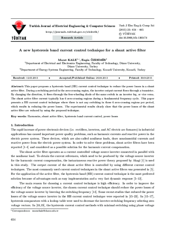 (PDF) A new hysteresis band current control technique for a shunt ...