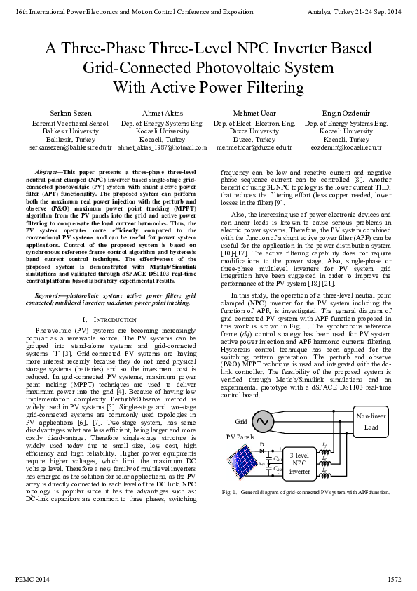 (PDF) A three-phase three-level NPC inverter based grid-connected ...
