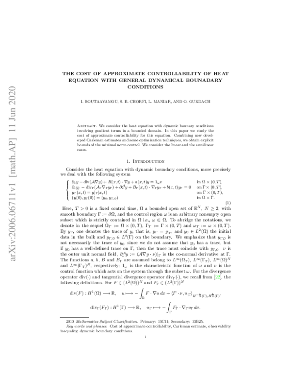 (PDF) The cost of approximate controllability of heat equation with ...