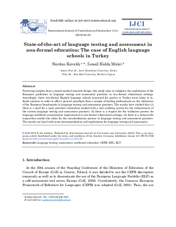  PDF State of the art Of Language Testing And Assessment In Non formal Education The Case Of 
