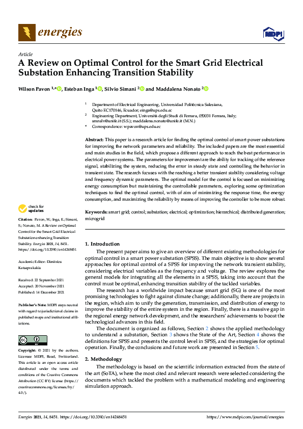 (PDF) A Review on Optimal Control for the Smart Grid Electrical ...