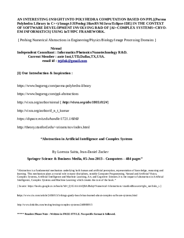 (PDF) Abstraction in Artificial Intelligence and Complex Systems