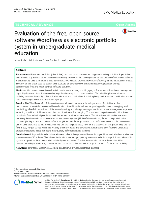 (PDF) Evaluation of the free, open source software WordPress as ...