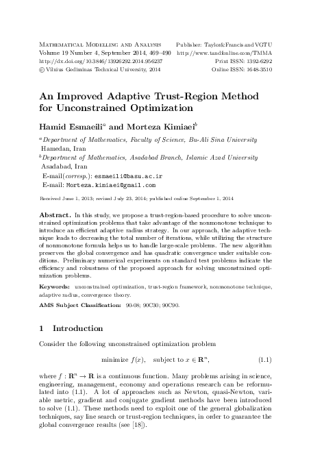 (PDF) An Improved Adaptive Trust-Region Method for Unconstrained ...