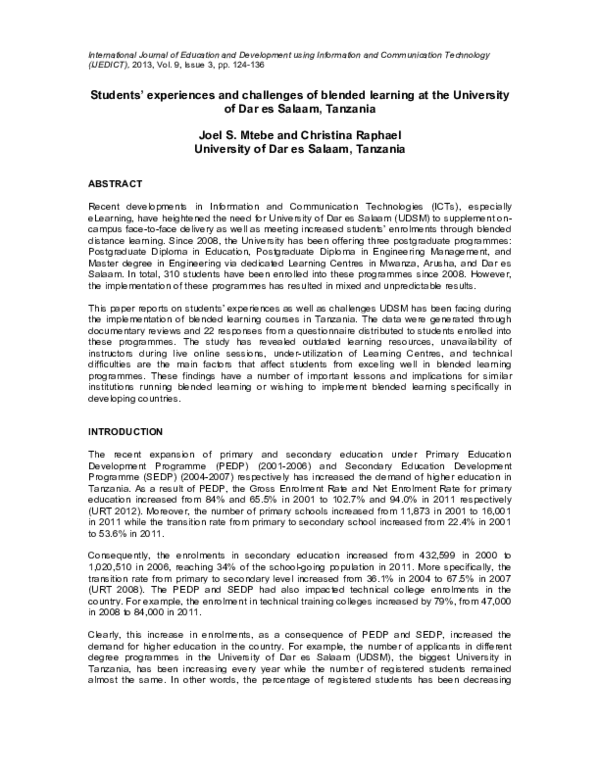 (PDF) Students’ experiences and challenges of blended learning at the ...