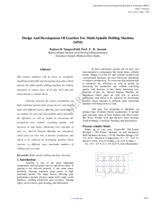 (PDF) Design And Development Of Gearbox For MultiSpindle Drilling