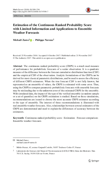 (PDF) Estimation of the Continuous Ranked Probability Score with ...