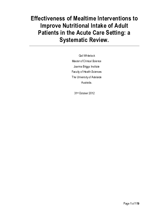 (PDF) Effectiveness of mealtime interventions to improve nutritional ...