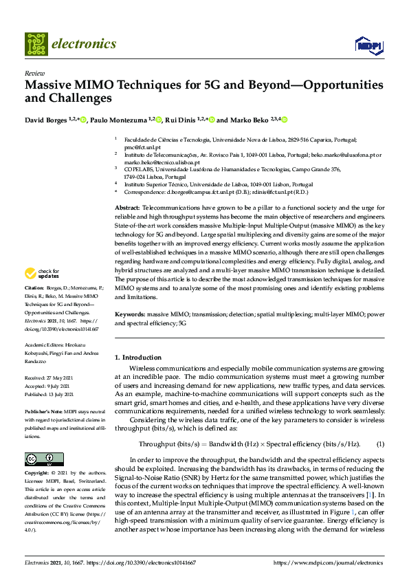 (PDF) Massive MIMO Techniques for 5G and Beyond—Opportunities and ...