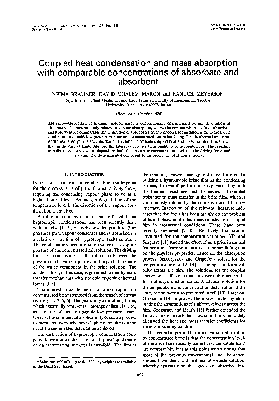 (PDF) Coupled heat condensation and mass absorption with comparable ...