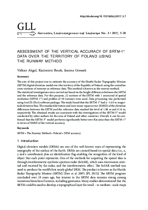 (PDF) Assessment of the Vertical Accuracy of SRTM-1″ Data Over the ...