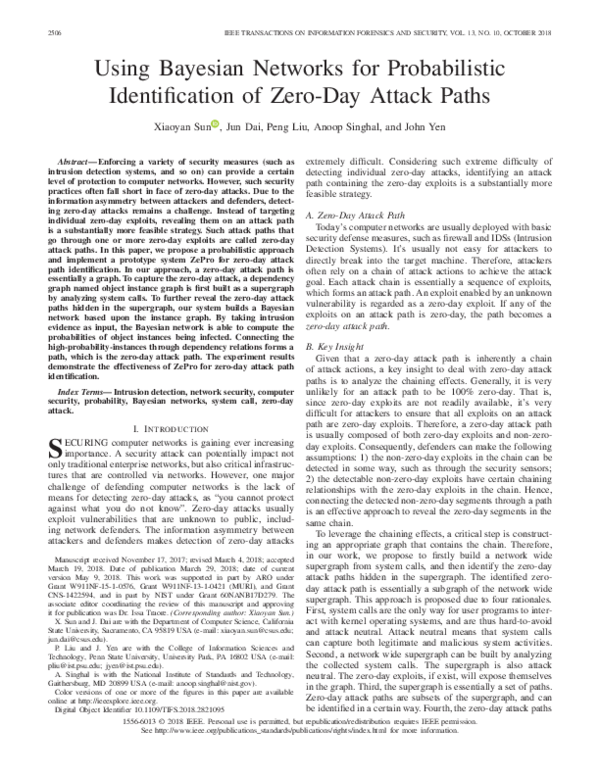 (PDF) Using Bayesian Networks for Probabilistic Identification of Zero ...