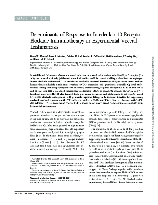 (PDF) Determinants of response to interleukin-10 receptor blockade ...