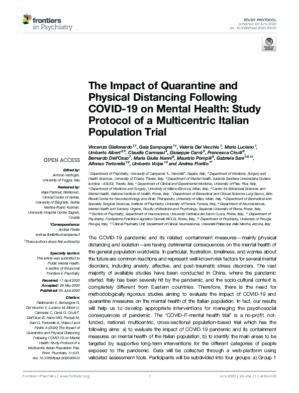 (PDF) The Impact of Quarantine and Physical Distancing Following COVID ...
