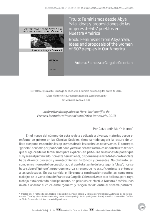 (PDF) Feminismos desde Abya Yala. Ideas y proposiciones de las mujeres ...