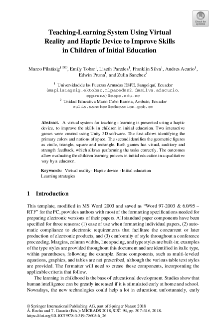 (PDF) Teaching-Learning System Using Virtual Reality and Haptic Device ...