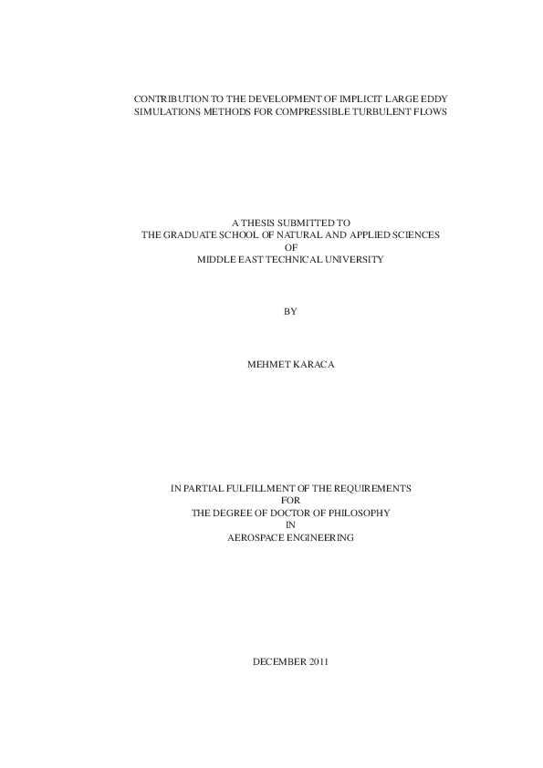 (PDF) Abstract Contribution to the Development of Implicit Large Eddy ...