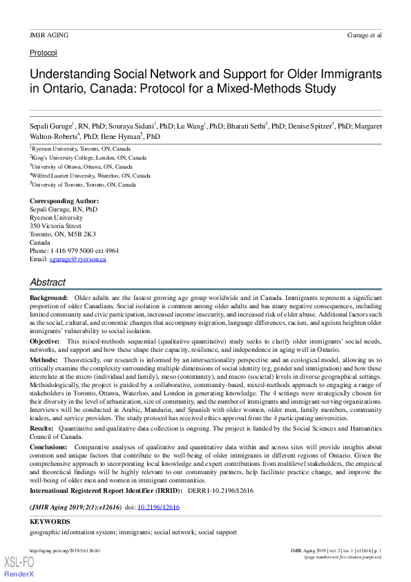 (PDF) Understanding social network and support for older immigrants in ...