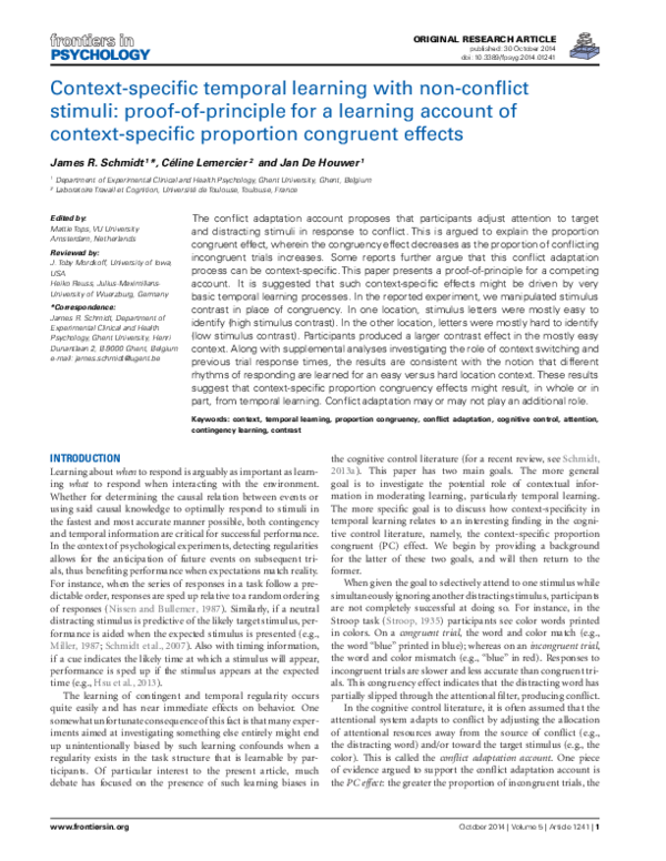 (PDF) Context-specific temporal learning with non-conflict stimuli ...