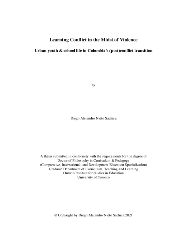 (PDF) Learning Conflict in the Midst of Violence Urban youth and school ...