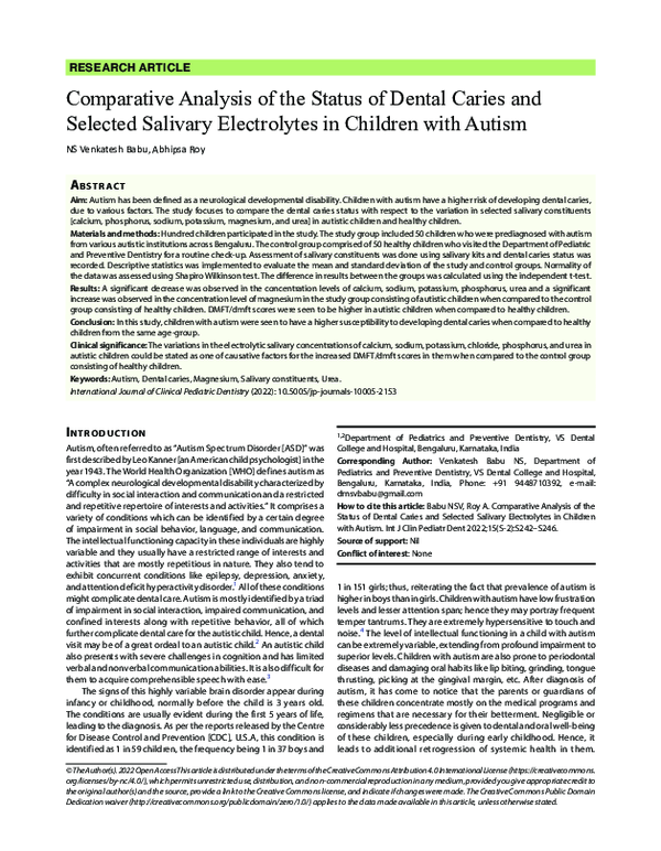 (PDF) Comparative Analysis of the Status of Dental Caries and Selected ...
