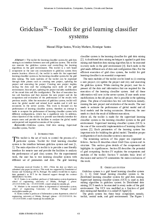 (PDF) Gridclass TK: toolkit for grid learning classifier systems