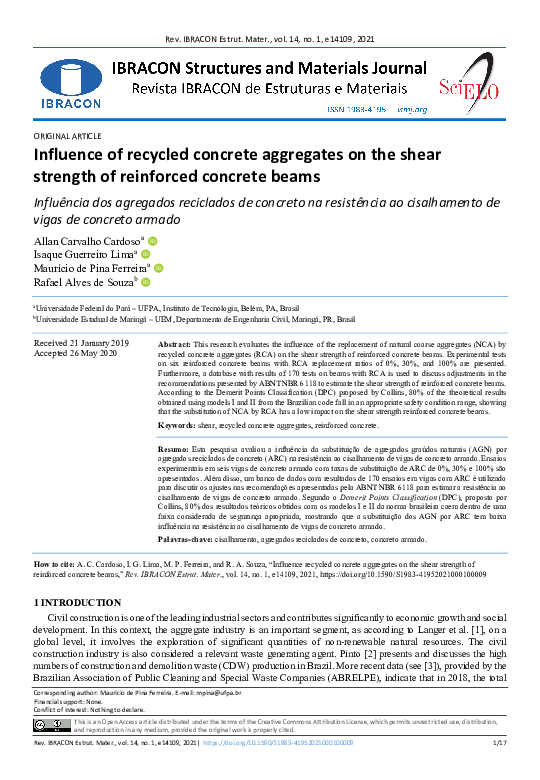 (PDF) Influence of recycled concrete aggregates on the shear strength ...