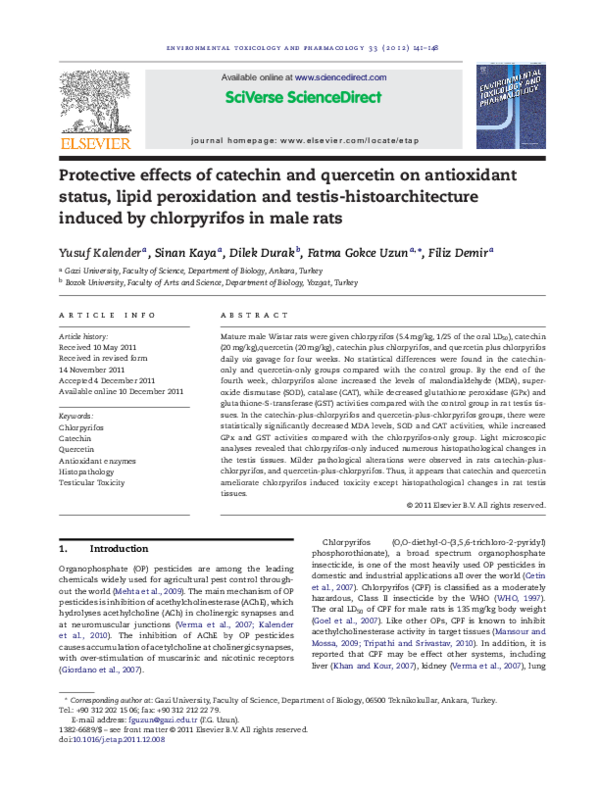 (PDF) Protective effects of catechin and quercetin on antioxidant ...