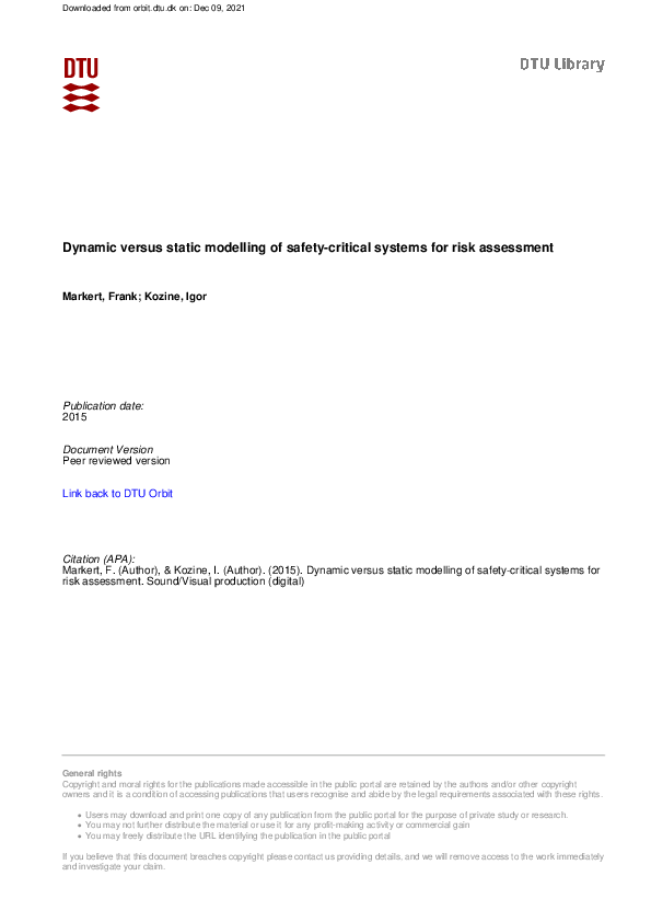 (PDF) Dynamic versus static modelling of safety-critical systems for ...