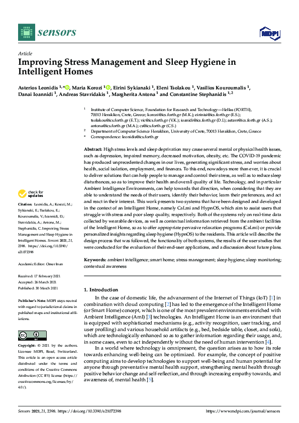 Photo inspiration: Pdf Improving Stress Management And Sleep Hygiene In Intelligent Homes Photo Inspiration