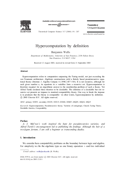 (PDF) Hypercomputation by definition