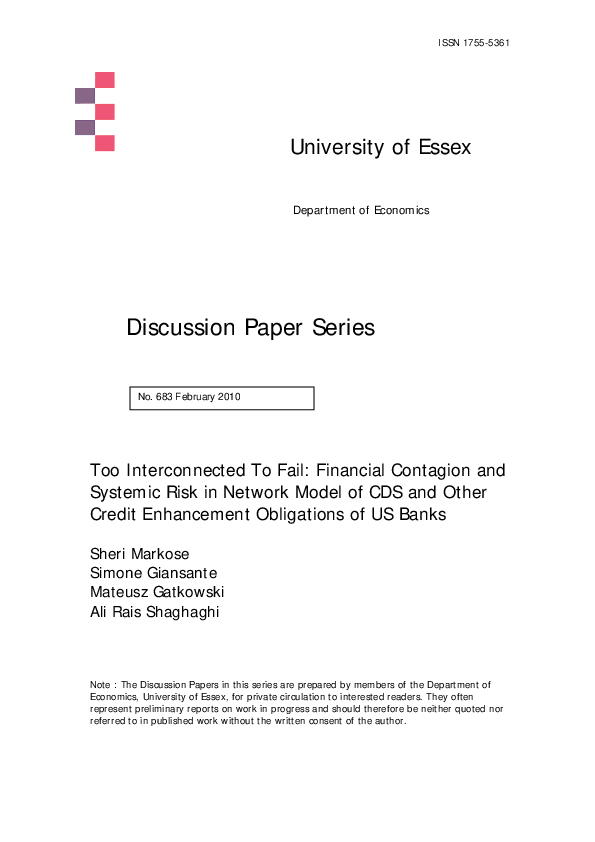 (PDF) Too Interconnected To Fail: Financial Contagion and Systemic Risk ...