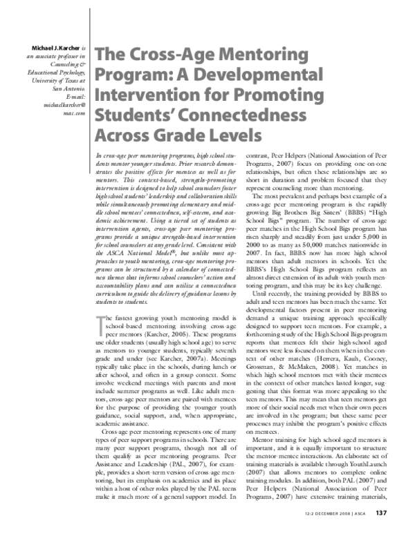 (PDF) The cross-age mentoring program: A developmental intervention for ...