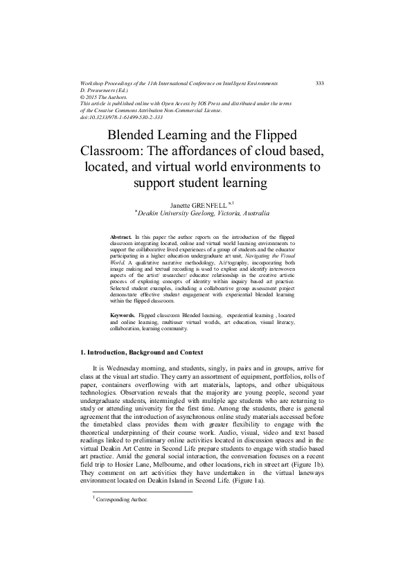 (PDF) Flipped Classroom to Support Blended Learning Teaching