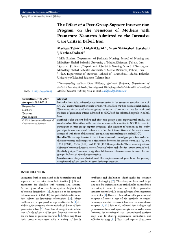 (PDF) The Effect of a Peer-Group Support Intervention Program on the ...