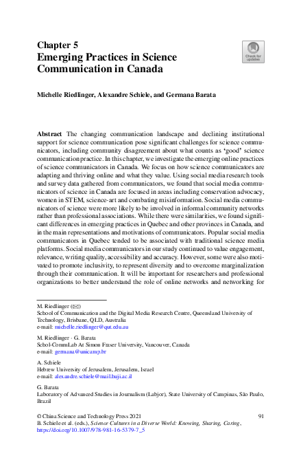(PDF) Emerging Practices in Science Communication in Canada (2021)