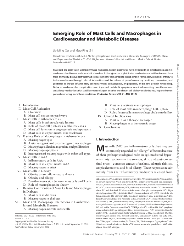 (PDF) Emerging Role of Mast Cells and Macrophages in Cardiovascular and ...