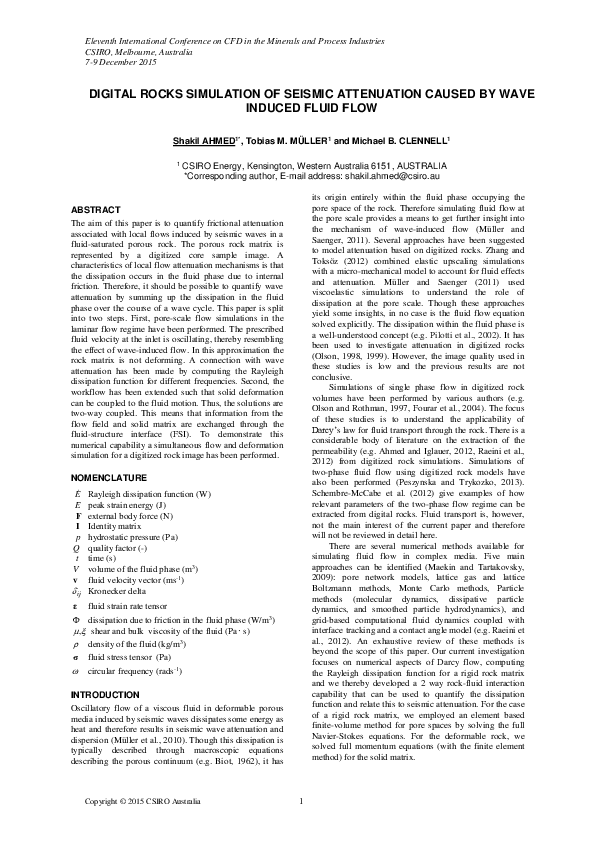 (PDF) Digital Rocks Simulation of Seismic Attenuation Caused by Wave ...