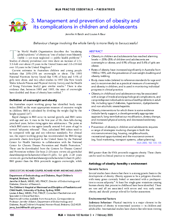 (PDF) 3. Management and prevention of obesity and its complications in ...