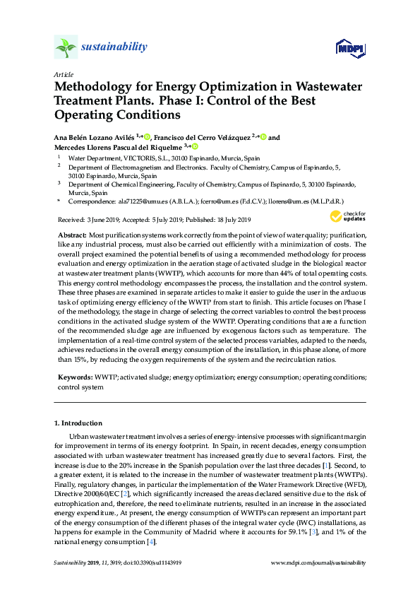 (PDF) Methodology for Energy Optimization in Wastewater Treatment ...