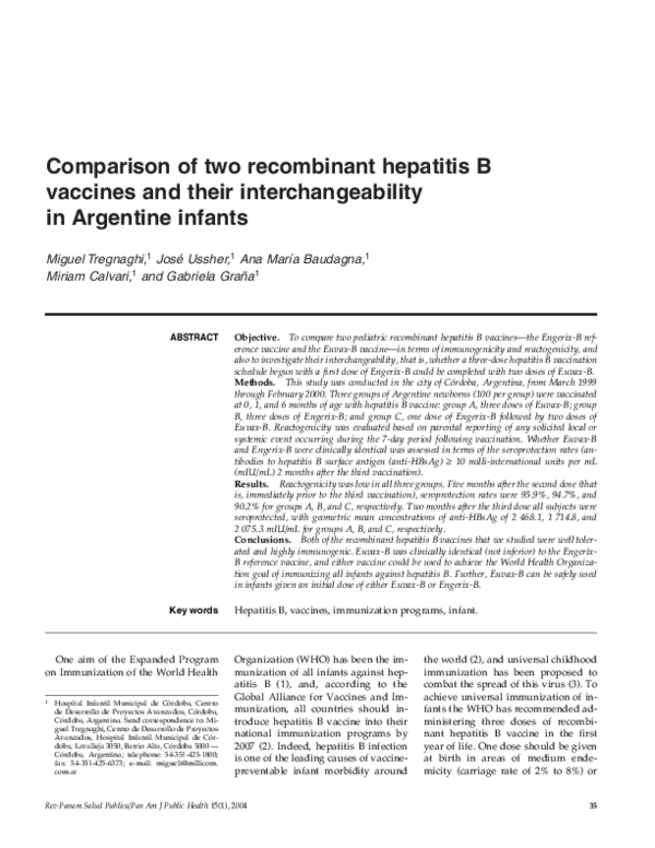 (PDF) Comparison of two recombinant hepatitis B vaccines and their ...