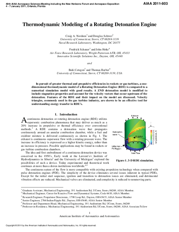(PDF) Thermodynamic Modeling of a Rotating Detonation Engine
