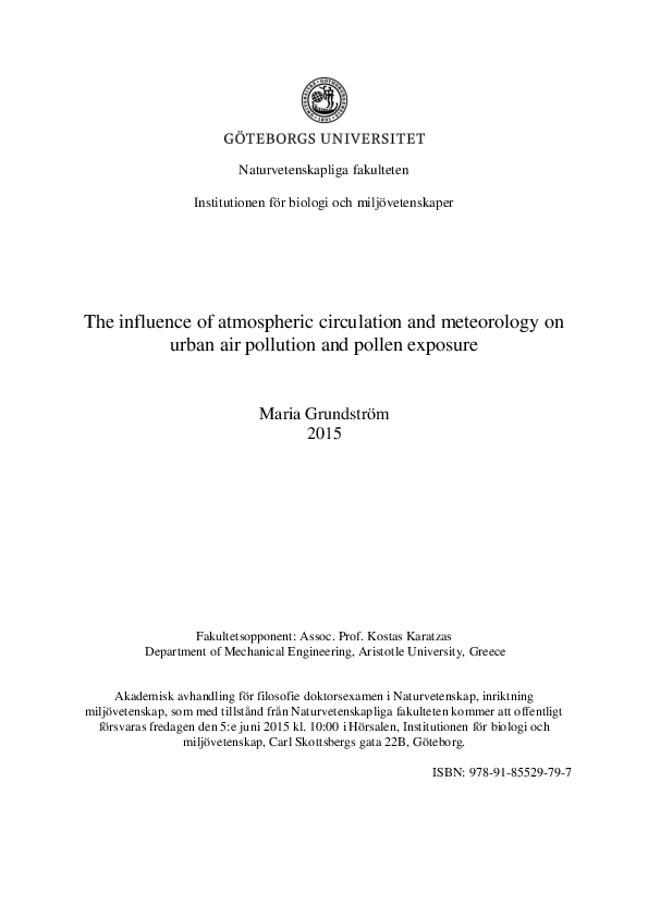 (PDF) The influence of atmospheric circulation and meteorology on urban ...