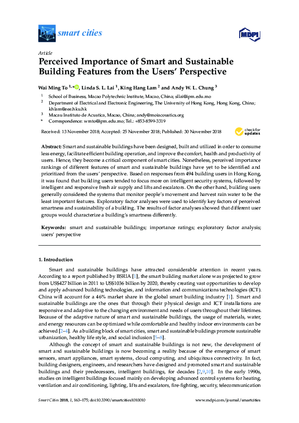 (PDF) Perceived Importance of Smart and Sustainable Building Features ...