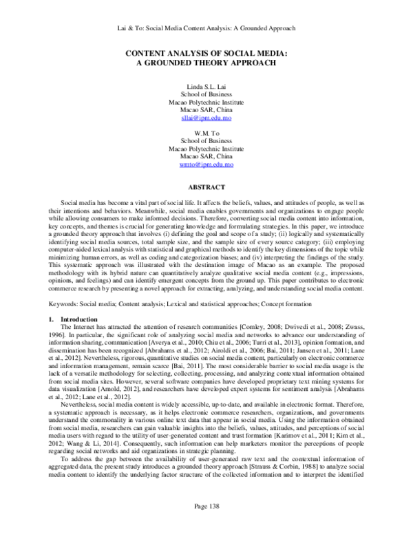 (PDF) Content analysis of social media: a grounded theory approach