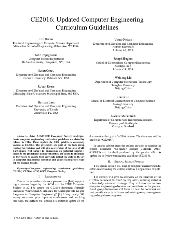 (PDF) CE2016: Updated computer engineering curriculum guidelines