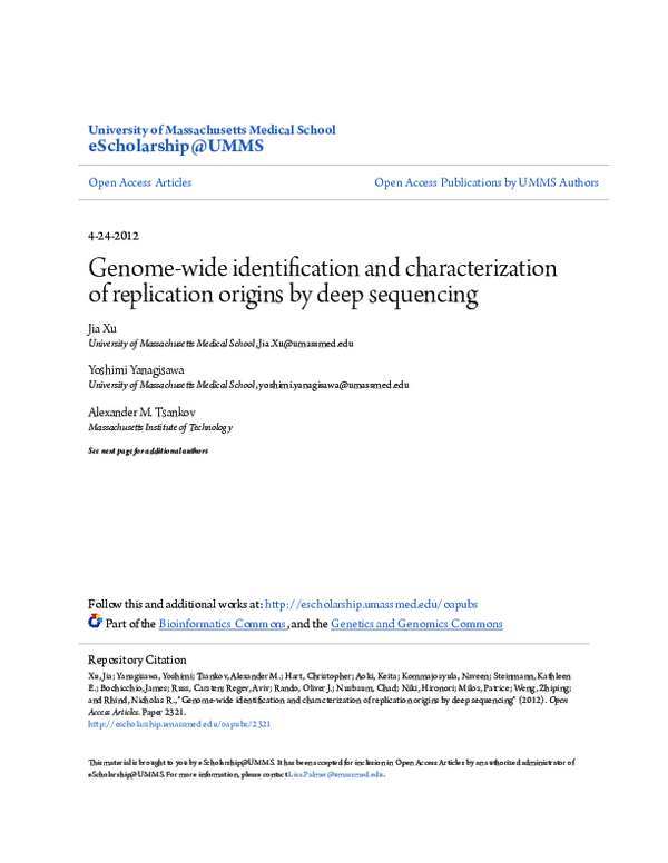 (PDF) Genome-wide identification and characterization of replication ...