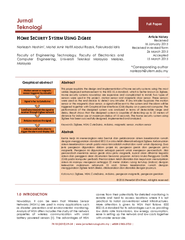 (PDF) Home Security System Using Zigbee