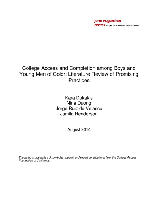 (PDF) College Access and Completion among Boys and Young Men of Color