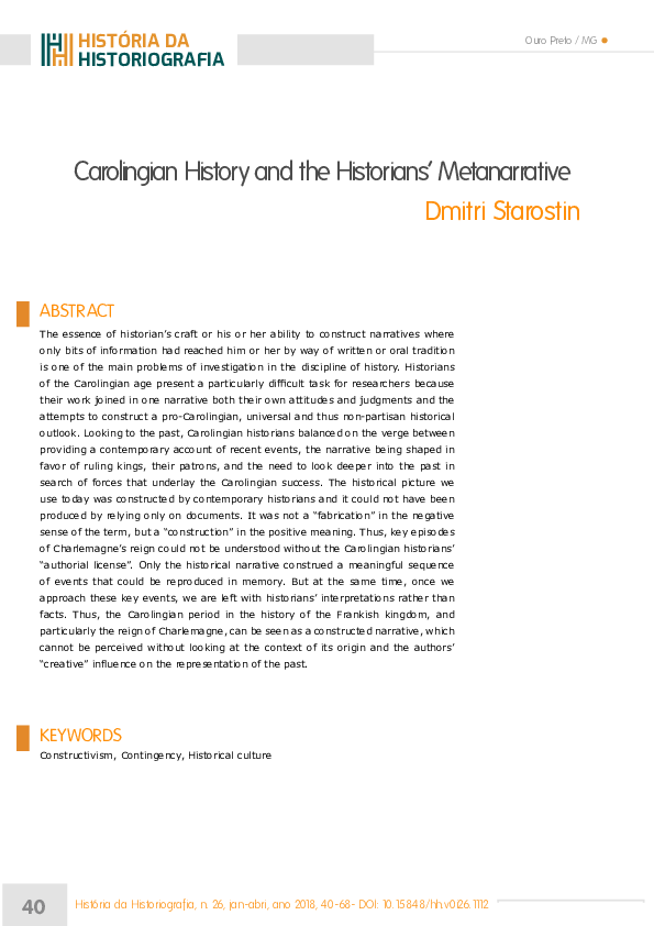 Carolingian History and the Historians’ Metanarrative